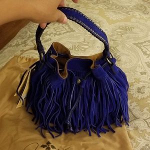 Patricia Nash Suede Fringe Elisa Bucket Shoulder